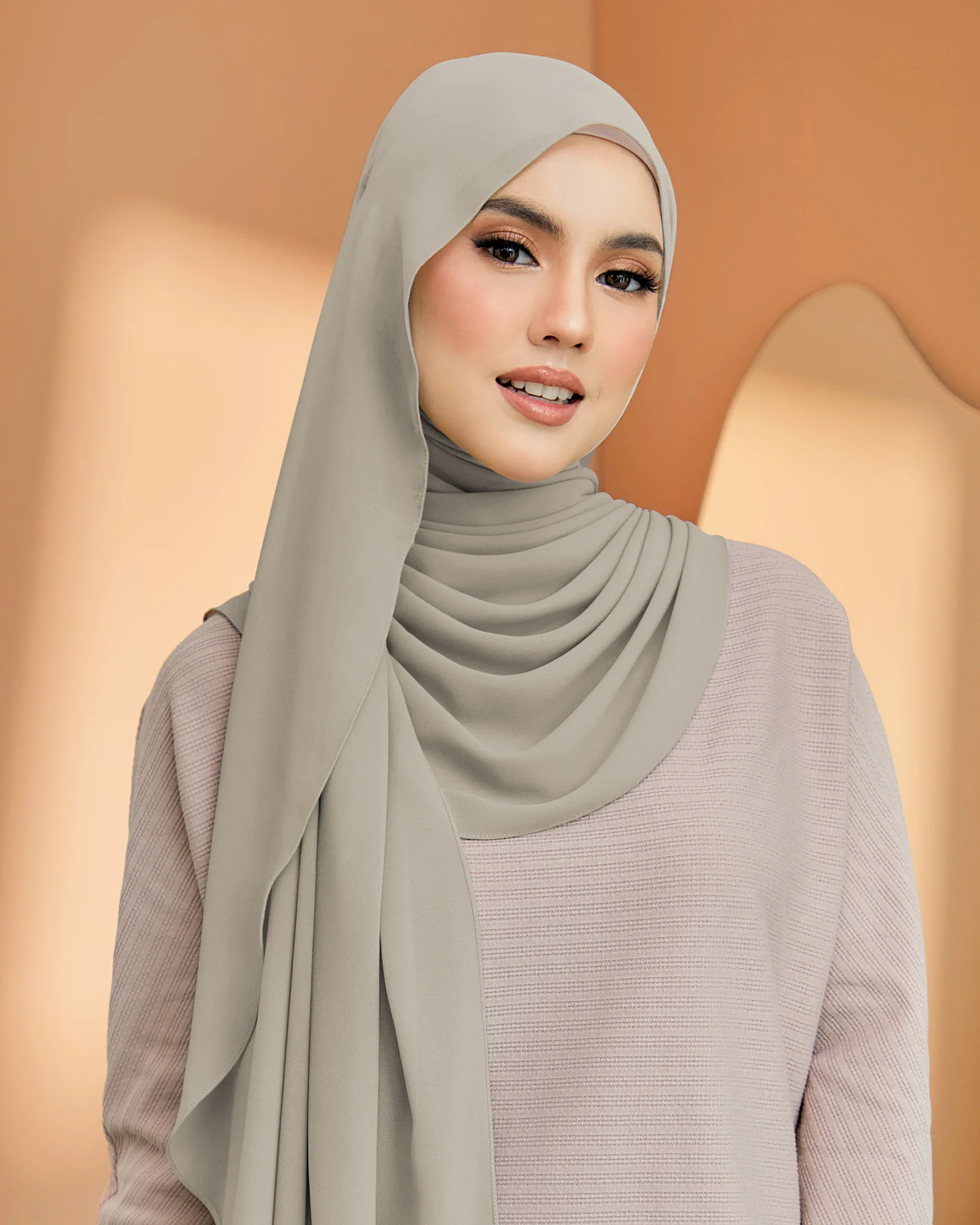 Zara Instant Hijab (Pearl Chiffon) in Cinnamon