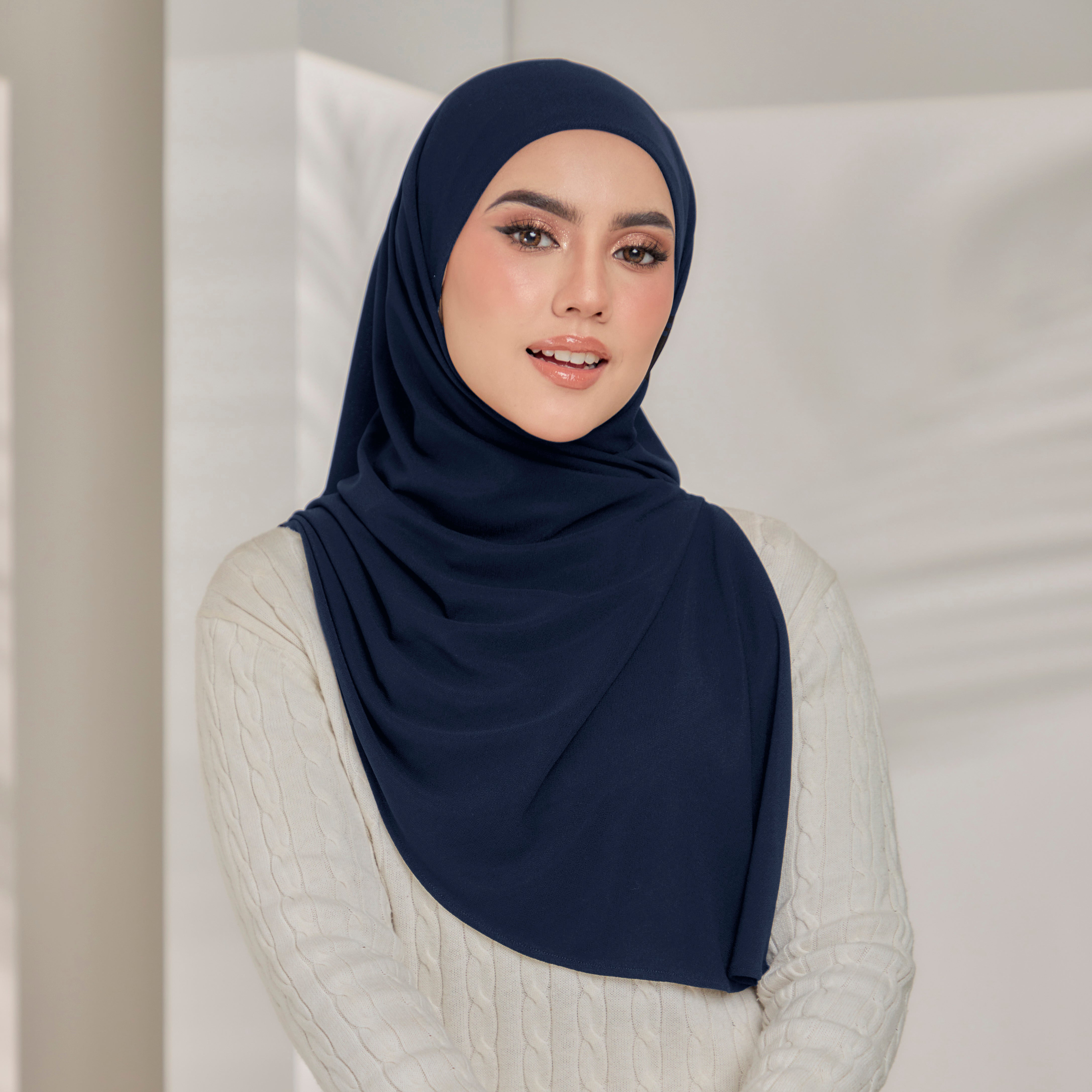Lazy Tie-Back Instant Hijab in Denim (Dark Blue)