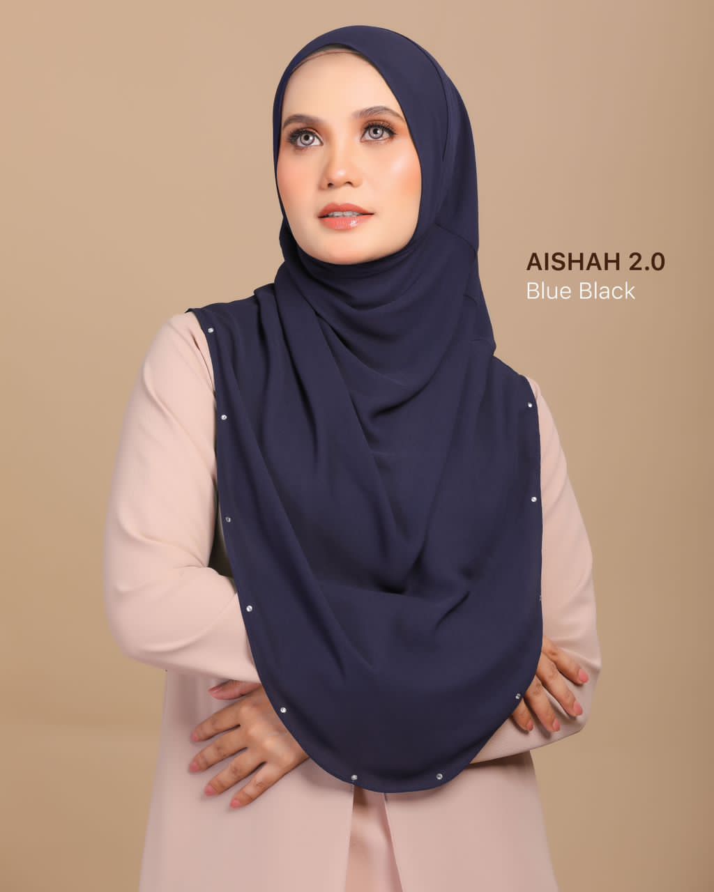 Aishah 2.0 Instant Hijab in Blue Black