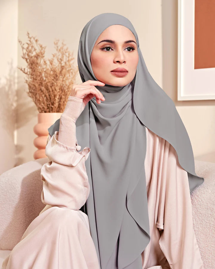 Zara Instant Hijab (Crepe Chiffon) in Earl Grey