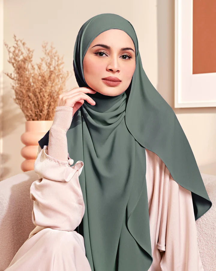 Zara Instant Hijab (Crepe Chiffon) in Green Tea